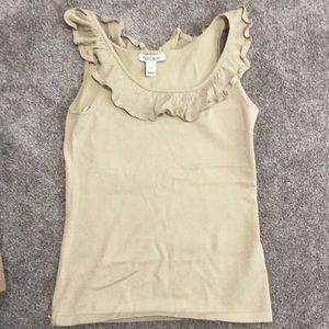 Glittery gold top with ruffle neckline